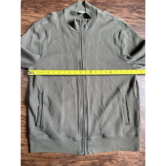 Calvin Klein Men's Full Zip Sweatshirt Jacket Olive Green XL Cotton Pockets - Picture 2 of 8